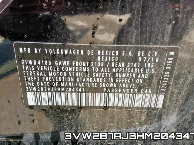 3VW2B7AJ3HM204347 фото 2