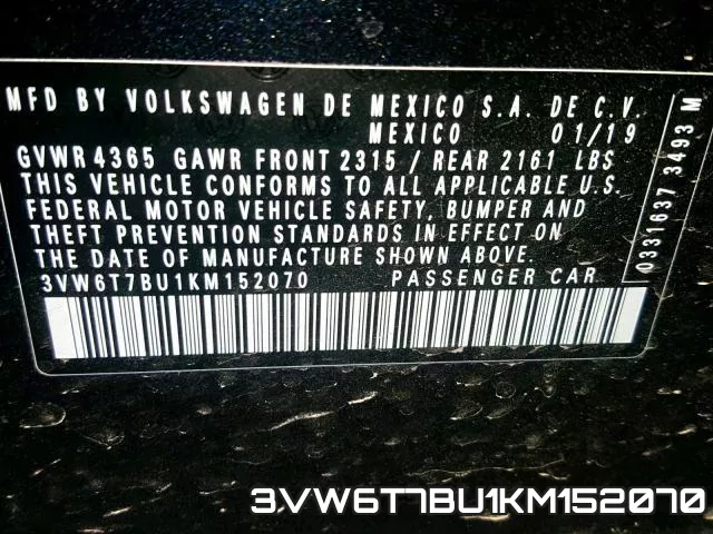 3VW6T7BU1KM152070 фото 2