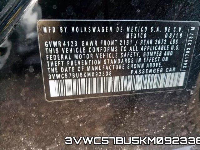 3VWC57BU5KM092338 фото 2