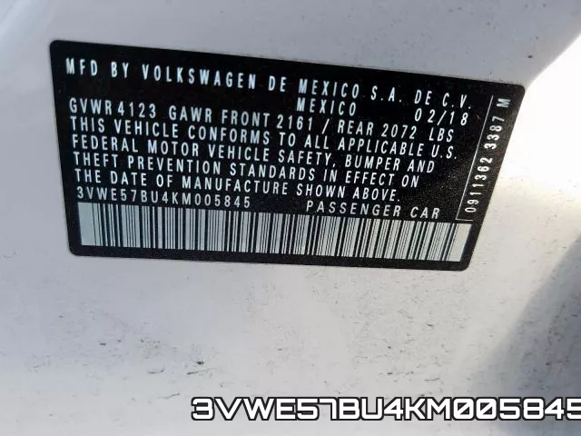 3VWE57BU4KM005845 фото 2