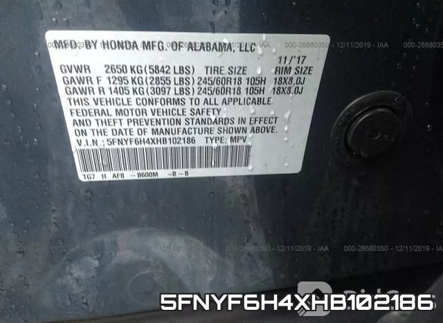 5FNYF6H4XHB102186 фото 10