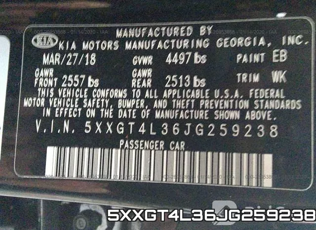 5XXGT4L36JG259238 фото 10