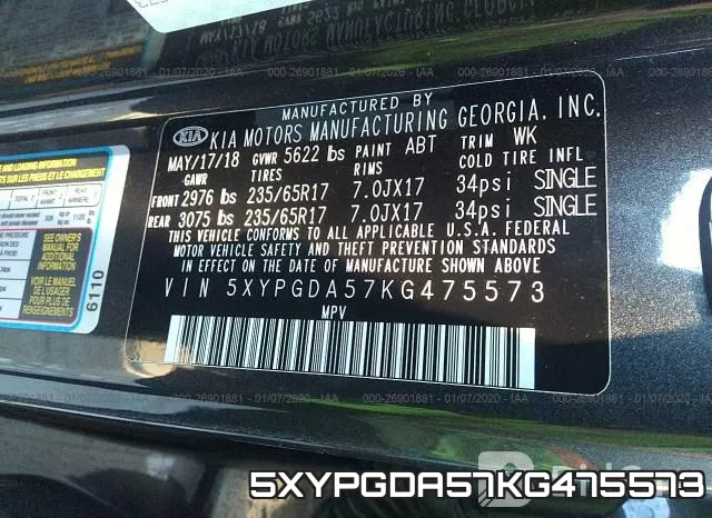 5XYPGDA57KG475573 фото 10