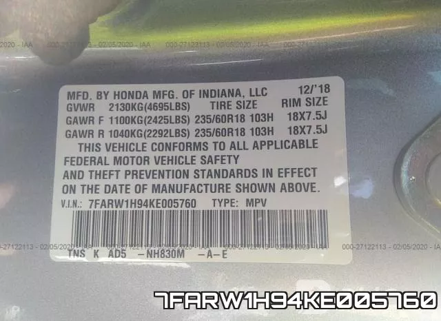 7FARW1H94KE005760 фото 10