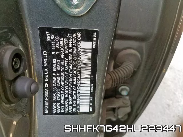SHHFK7G42HU223447 фото 2