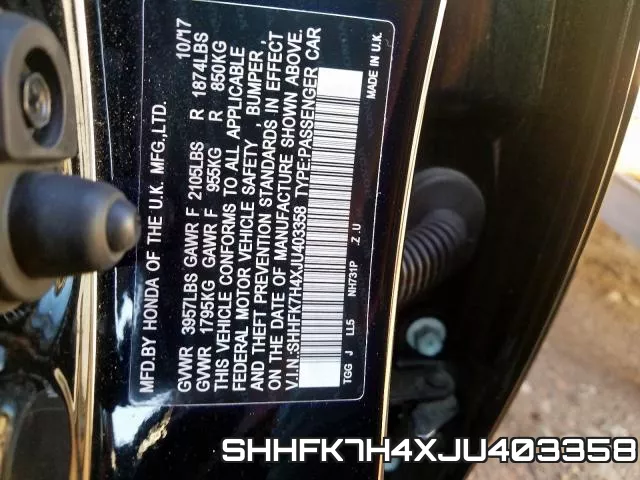 SHHFK7H4XJU403358 фото 2