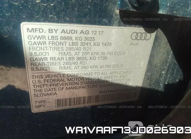 WA1VAAF73JD026903 фото 9