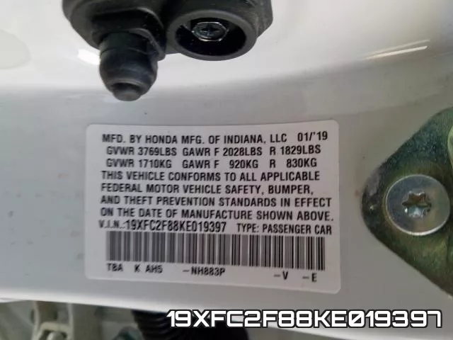 19XFC2F88KE019397 фото 2