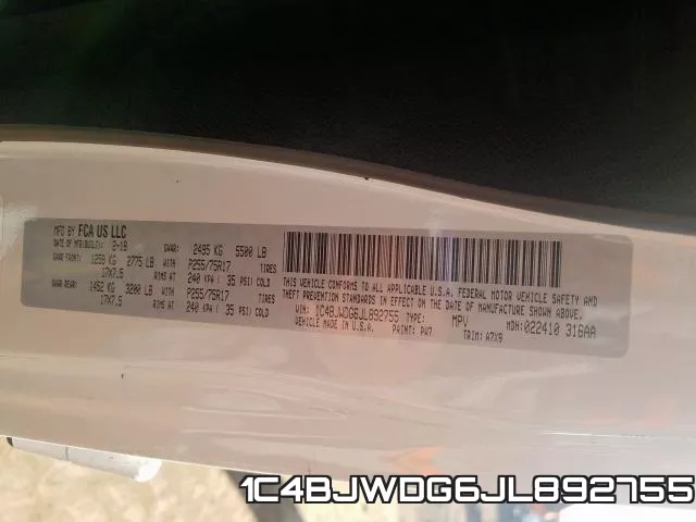 1C4BJWDG6JL892755 фото 2