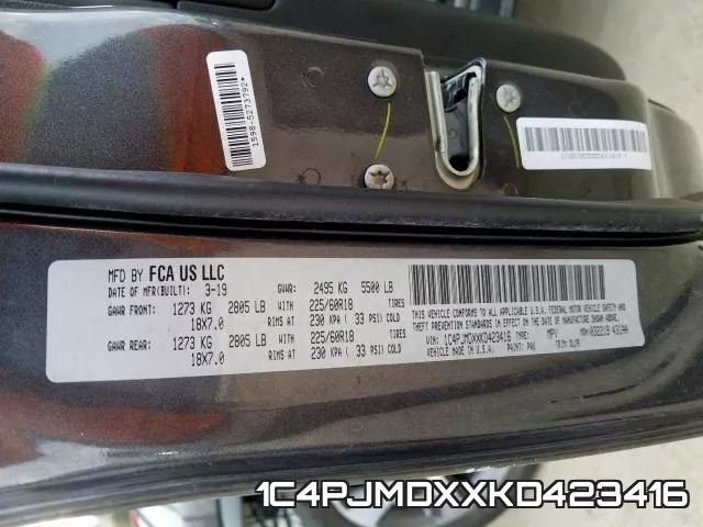 1C4PJMDXXKD423416 фото 2