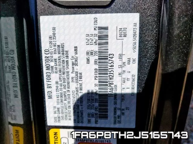 1FA6P8TH2J5165743 фото 2