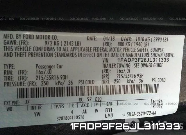 1FADP3F26JL311333 фото 10
