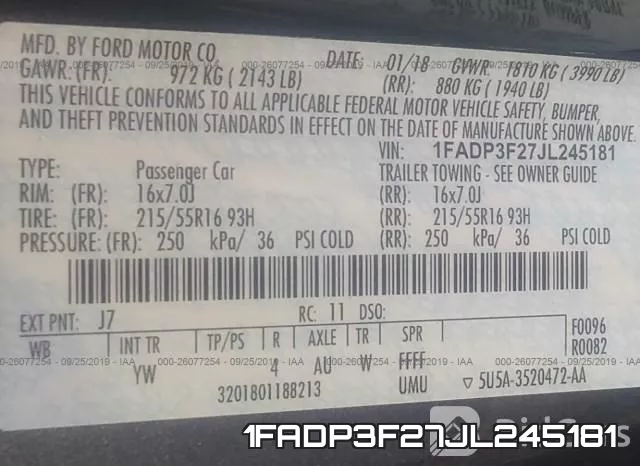 1FADP3F27JL245181 фото 10