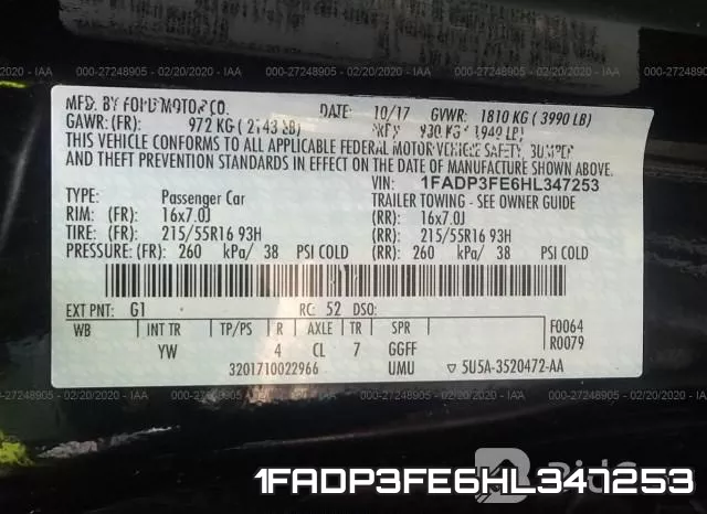 1FADP3FE6HL347253 фото 10