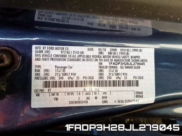 1FADP3H28JL279045 фото 2