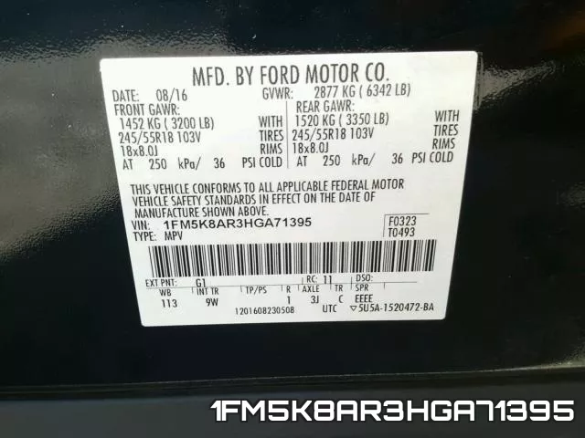 1FM5K8AR3HGA71395 фото 2