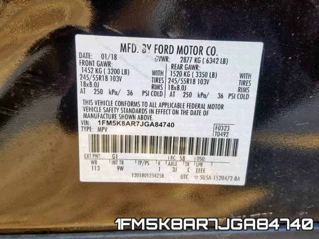 1FM5K8AR7JGA84740 фото 2