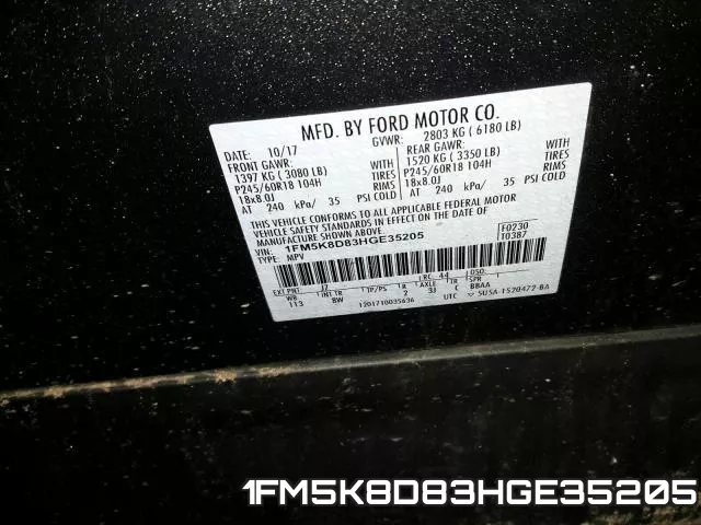 1FM5K8D83HGE35205 фото 2