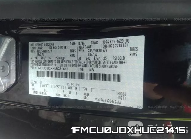 1FMCU0JDXHUC21415 фото 10