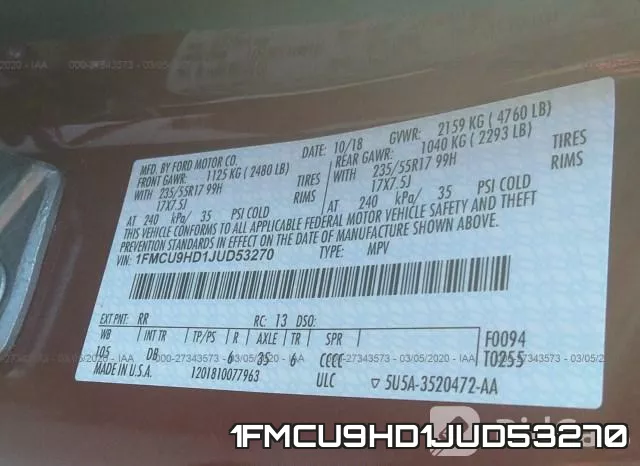1FMCU9HD1JUD53270 фото 10