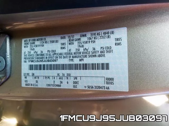 1FMCU9J95JUB03097 фото 2