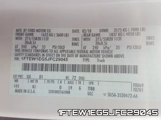 1FTEW1EG5JFC29045 фото 2
