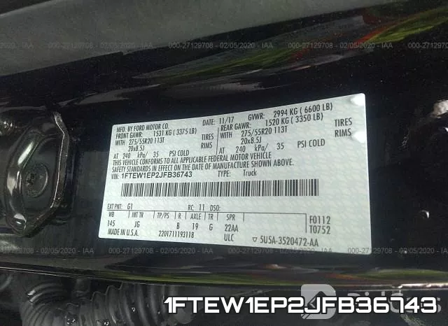 1FTEW1EP2JFB36743 фото 10