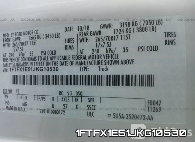 1FTFX1E51JKG10530 фото 10