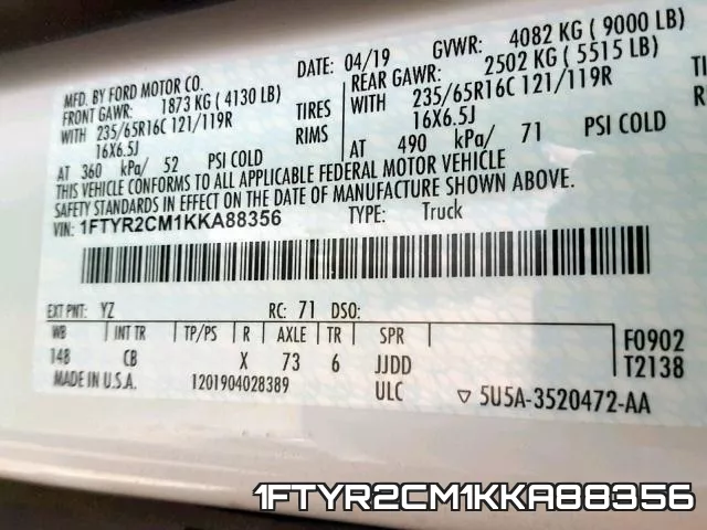 1FTYR2CM1KKA88356 фото 2