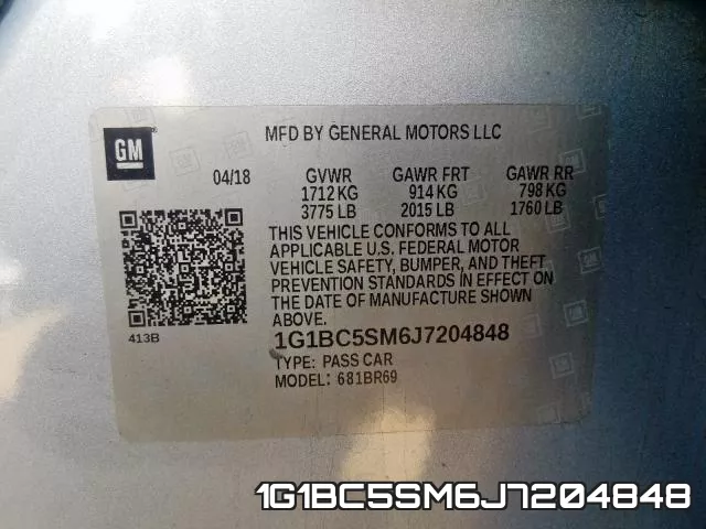 1G1BC5SM6J7204848 фото 2