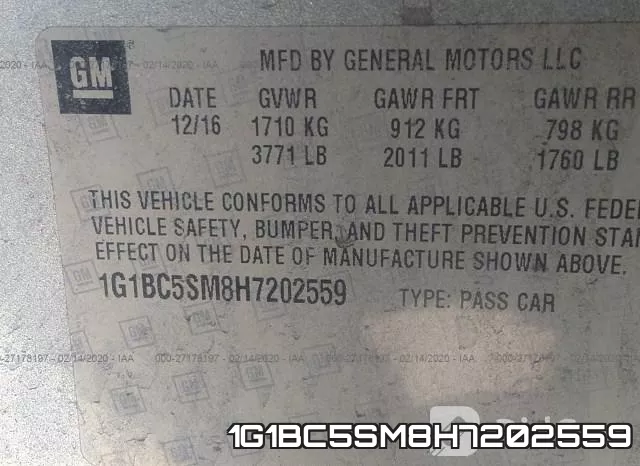 1G1BC5SM8H7202559 фото 10