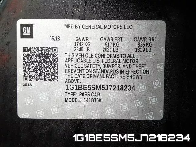 1G1BE5SM5J7218234 фото 2