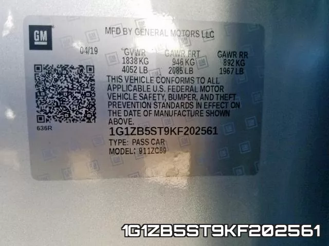 1G1ZB5ST9KF202561 фото 2