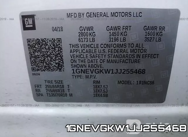 1GNEVGKW1JJ255468 фото 10