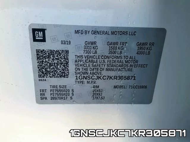 1GNSCJKC7KR305871 фото 2