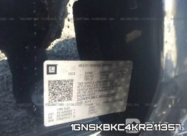 1GNSKBKC4KR211357 фото 10