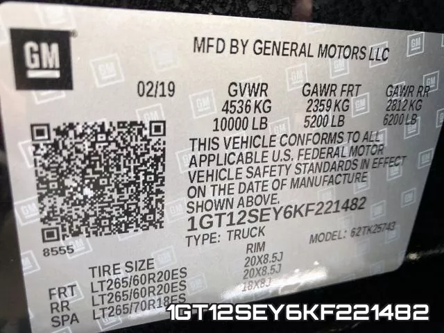 1GT12SEY6KF221482 фото 2