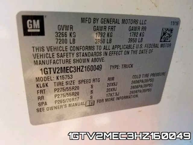 1GTV2MEC3HZ160049 фото 2
