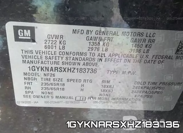 1GYKNARSXHZ183736 фото 10