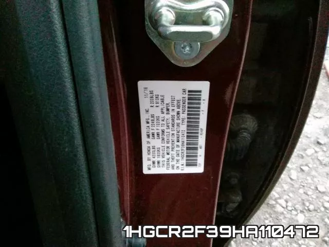 1HGCR2F39HA110472 фото 2