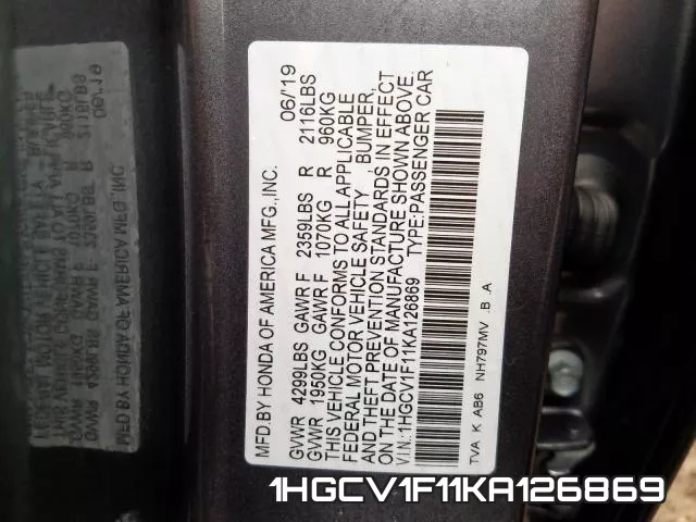 1HGCV1F11KA126869 фото 2