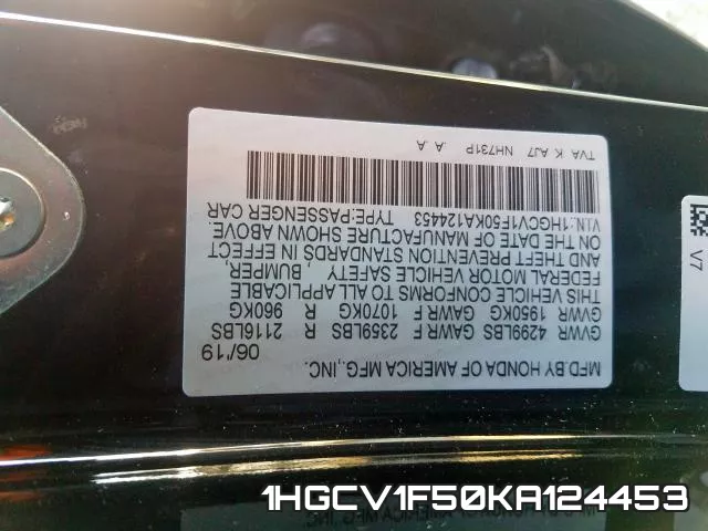 1HGCV1F50KA124453 фото 2