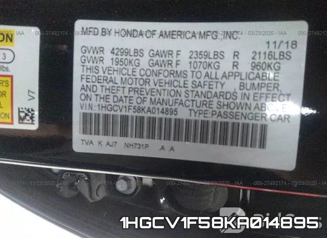 1HGCV1F58KA014895 фото 10
