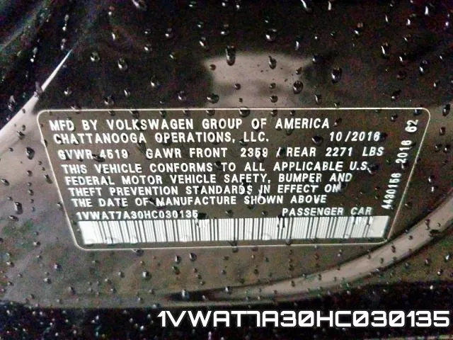 1VWAT7A30HC030135 фото 2