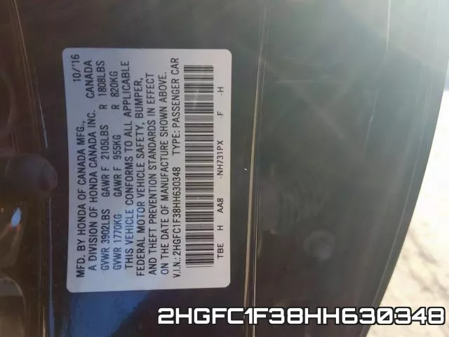 2HGFC1F38HH630348 фото 2