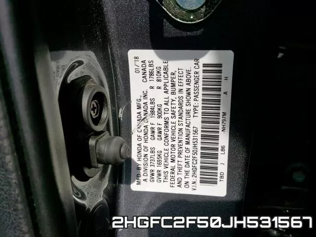 2HGFC2F50JH531567 фото 2