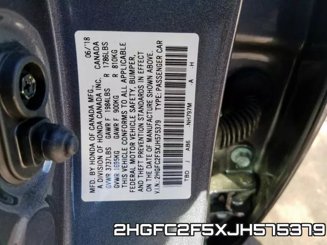 2HGFC2F5XJH575379 фото 2