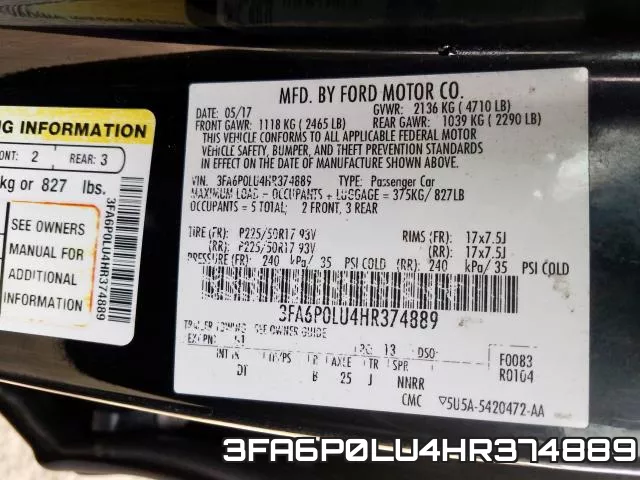 3FA6P0LU4HR374889 фото 2