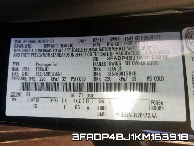 3FADP4BJ1KM163918 фото 2