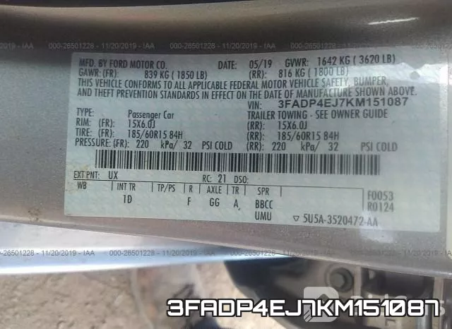3FADP4EJ7KM151087 фото 10